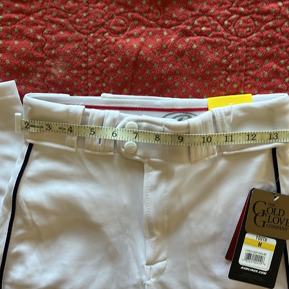 NWT Rawlings Youth Baseball Pants (Size M); white with navy piping - Picture 5 of 6
